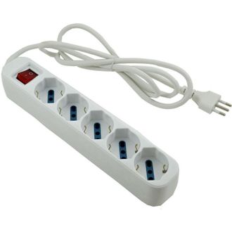 Trade Shop Trade Shop - Multipresa Elettrica Ciabatta 5 Ingressi Bipasso Schuko 10 16a Interruttore