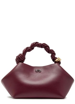 Ganni Bou Small Leather top Handle bag - Burgundy - One Size