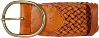 Dragon Diffusion Weave Oval Handgeweven Leren Riem - Dames - Riemen - Bruin - 85 CM - Leer - Accessoires