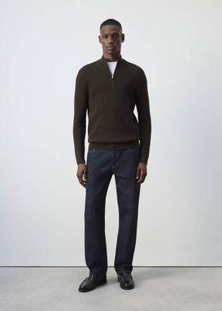 Mango Pullover maglia sottile zip marrone - Uomo - XXL - MANGO MAN