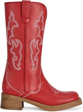 Azalea Wang Mariana Flat Boot in Red at Nordstrom, Size 10