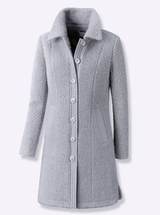 Casual Looks Kurzmantel CASUAL LOOKS, Damen, Gr. 38, grau (steingrau), 100% Polyester, unifarben, unifarben mit Farbeinsatz, unifarben mit Farbeins&auml;tzen, M&auml;ntel Ku