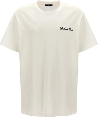 Balmain Signature T-shirt - Heren - T-shirts - Wit - XL - Katoen - Tops