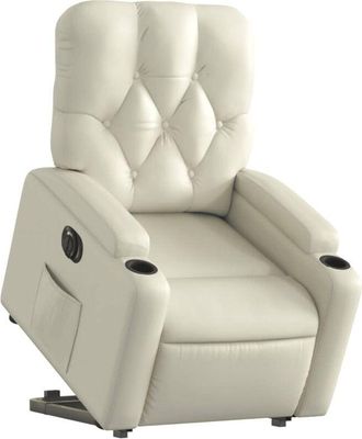 vidaXL Vidaxl - Sill&oacute;n Reclinable Elevable El&eacute;ctrico De Cuero Sint&eacute;tico Crema