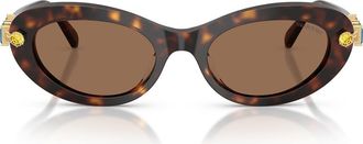 Swarovski 53mm Oval Sunglasses in Havana/dark Brown at Nordstrom