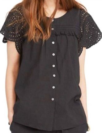 Hatch Pilar Short Sleeve Top In Black