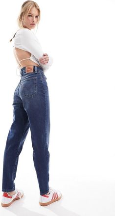Levi's Mom jeans a vita alta blu navy lavaggio scuro