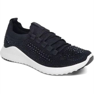 Aetrex Womens Carly Sneaker In Black Sparkle