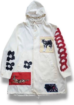 Marni Womens Mixed Media Taffeta Parka Jacket In Ivory