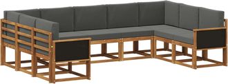 vidaXL Conjunto De Sof&aacute;s De Exterior 9 Uds. Natural Y Antracita Vidaxl