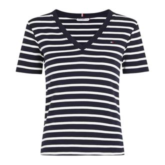 Tommy Hilfiger Gestreepte katoenen T-shirt voor dames (Marine)