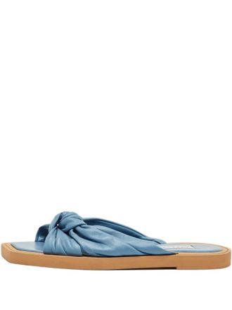 Jimmy Choo London Leren slippers met strik - Blauw