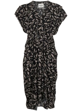 Isabel Marant Abito midi Almeya con stampa - Nero