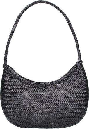 Dragon Diffusion Black Nova Luna Woven Leather Shoulder Bag