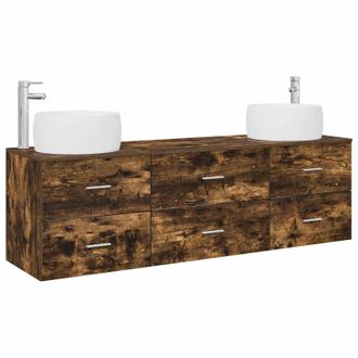 vidaXL Juego De Muebles De Ba&ntilde;o 3 Uds. Roble Ahumado Vidaxl