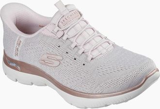Skechers Womens Skechers Arch Fit Summits - Soft Shimmer Textile Womens Light Pink Standard Trainers - Size: 5