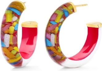 Gold & Honey Womens Sprinkles Illusion Hoop Earrings In Multicolor