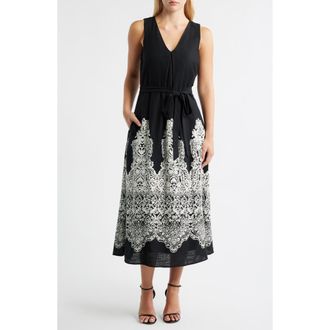 Halogen Tie Waist Sleeveless Maxi Dress in Rich Black at Nordstrom Rack, Size X-Small