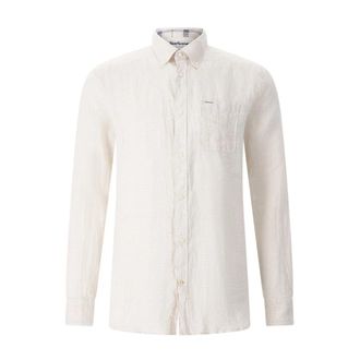 Barbour Tailored Linen Shirt - Heren - Casual Overhemden - Beige - M - Leer - Overhemden
