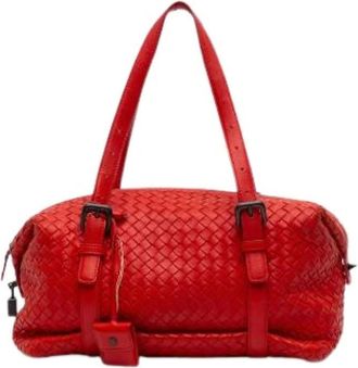 Bottega Veneta Pre-owned Handbags, female, Red, Size: ONE SIZE Pre-owned Leather Shoulder Bag