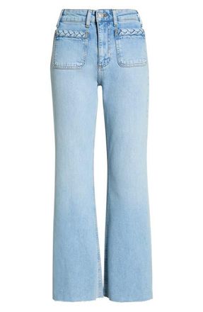 Paige Braid Patch Pocket Raw Hem Wide Leg Jeans in Montebello at Nordstrom, Size 32P