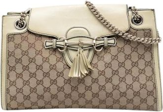 Gucci Pre-owned Vintage Canvas Schoudertas - Dames - Vintage Schoudertas - Beige - ONE Size - Vintage