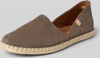 Verbenas Espadrilles aus Leder mit Label-Patch Modell CARMEN in Mittelgrau, Gr&ouml;&szlig;e 42