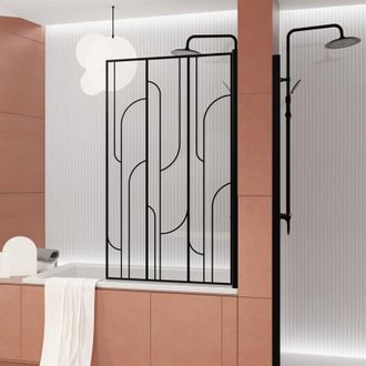 Aurlane Aurlane - Mampara De Ba&ntilde;era Abatible 80x140cm Serigraf&iacute;a Art Dec&oacute; - Negro Mate