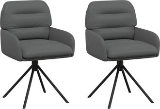 vidaXL Sillas De Comedor Giratorias 2 Uds. Cuero Sint&eacute;tico Gris Vidaxl