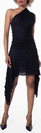 Burberry Ruched One-Shoulder Midi-Dress, Size X-Small