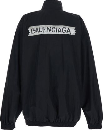 Balenciaga Mens Jacket High-Collar Black Cotton Coat