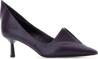 Prada Womens Purple Leather Pumps Viola Scarpe Con Tacco High Heel Shoes