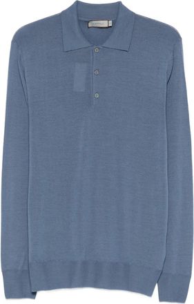Canali Button-up poloshirt - Blauw