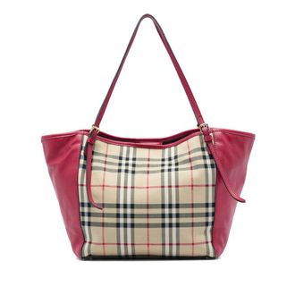 Burberry Pre-owned Burberry Small Haymarket Check Canvas and Leather Canterbury Tote Ladies FWHYAUY5HNNMXT3C