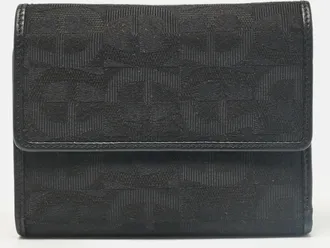 Aigner Black Monogram Fabric And Leather Trifold Wallet