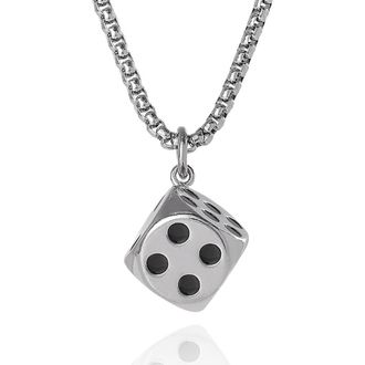 Lucky Brand Mens Dice Pendant Necklace, 22 Stainless Steel Box Chain in Silver at Nordstrom