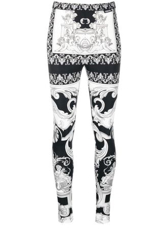 Versace Legging met barokprint - Zwart