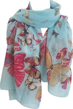 GlamLondon Womens Butterfly Print Scarf (BM - Blue Light)