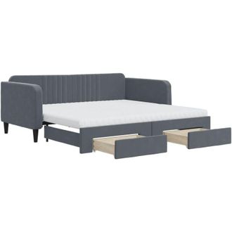 vidaXL Vidaxl - Sof&aacute; Cama Nido Con Cajones Terciopelo Gris Oscuro 90x190 Cm