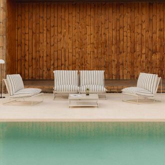 Sklum Sklum - Conjunto De Jard&iacute;n Con Sof&aacute; Modular De 2 Piezas, 2 Sillones Y Mesa Auxiliar Convertible Amaro