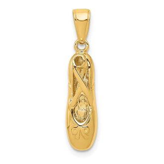 Diamond2Deal 14k Yellow Gold 3-D Ballet Slipper Pendant