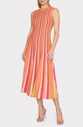Milly Metallic Stripe Midi Sweater Dress in Coral Multi at Nordstrom Rack, Size Small