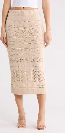Wishlist Pointelle Open Knit Midi Skirt in Natural at Nordstrom Rack, Size Medium