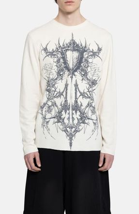 Jaded London Kasper Digital Print Long Sleeve Thermal T-Shirt in Cream at Nordstrom, Size Xx-Large