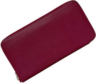 Herm&egrave;s Azap Bordeaux Leather Epsom Leather Long Wallet (Bi-Fold) (Pre-Owned)