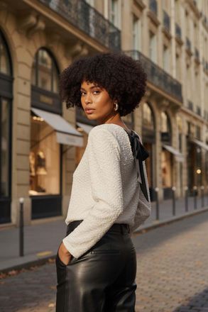 Roman Sequin Bow Back Snit Top