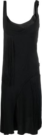 Victoria Beckham Black Asymmetric Fringe Mini Dress