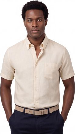 Led&ucirc;b Ledub Modern Fit creme linnen korte mouw