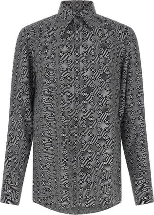 Dolce & Gabbana Geprinte Zijden Twill Martini Overhemd - Heren - Casual Overhemden - Veelkleurig - 2XL - Overhemden