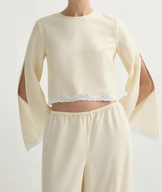 Poss&eacute; Tabitha Long Sleeve Blouse In Buttermilk